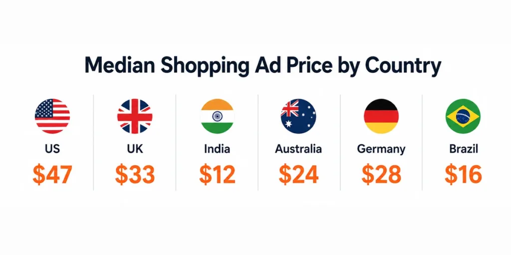 Median Shopping Ad Price by Country
