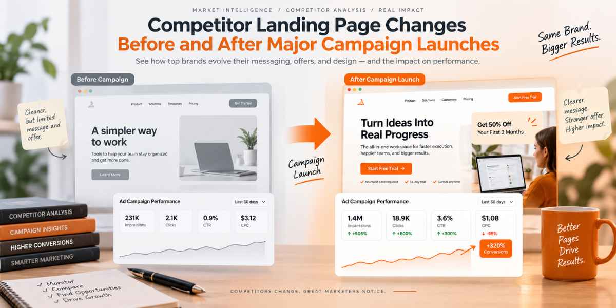 Competitor Landing Page Changes Before & After Campaigns