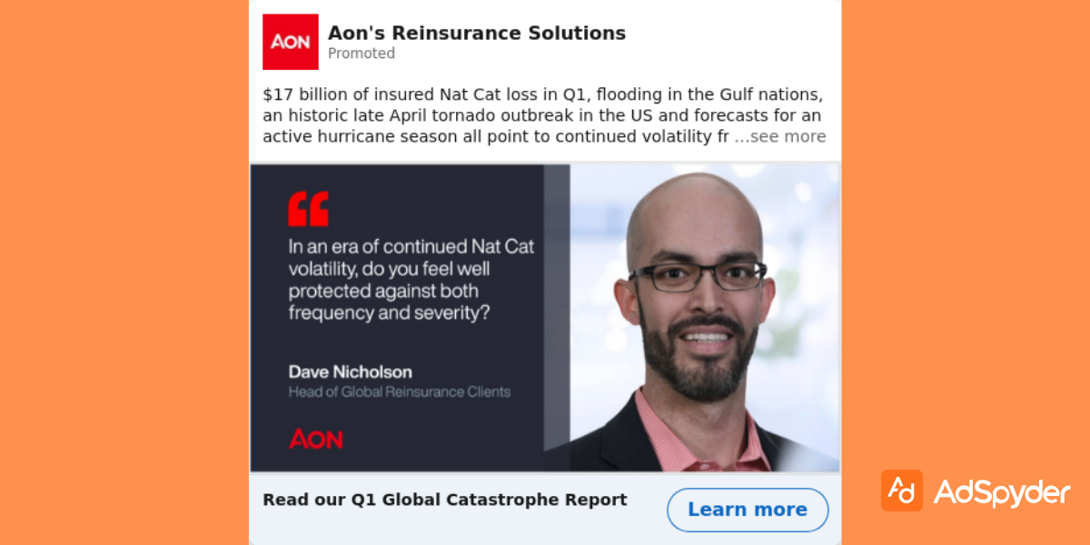 Aon's Reinsurance Solutions: Top LinkedIn ad examples