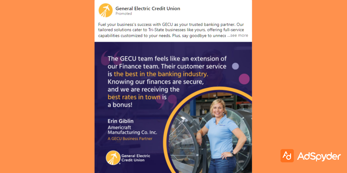 General Electric Credit Union: Top LinkedIn ad examples