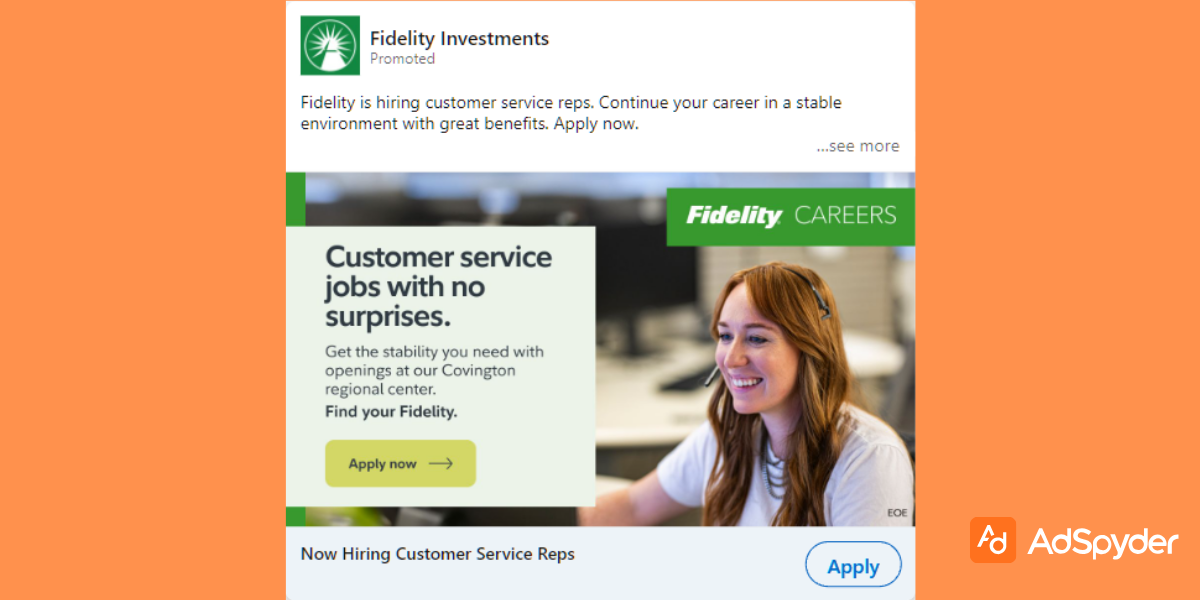 Fidelity Investments: Top LinkedIn ad examples