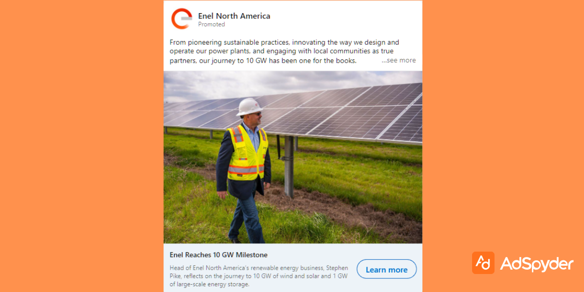 Enel North America: Top LinkedIn ad examples