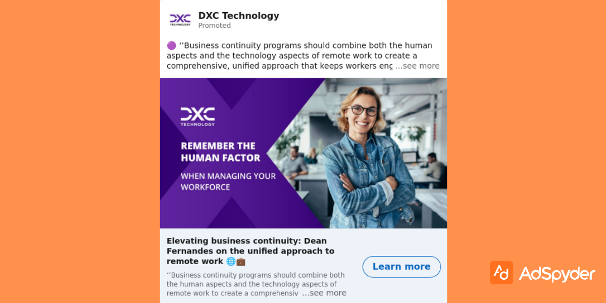 DXC Technology: Top LinkedIn ad examples