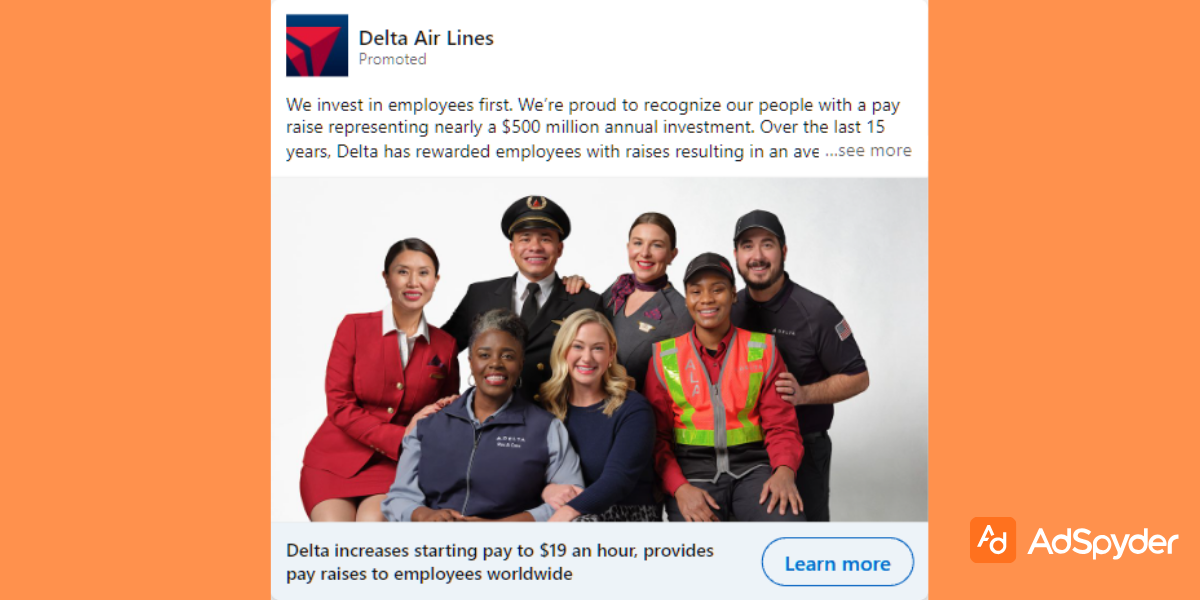 Delta Air Lines: Top LinkedIn ad examples