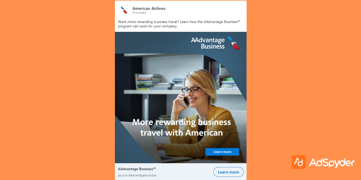 American Airlines: Top LinkedIn ad examples