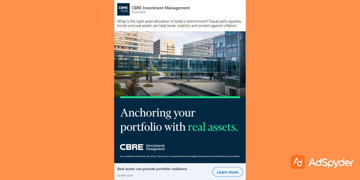 CBRE Investment Management: Top LinkedIn ad examples