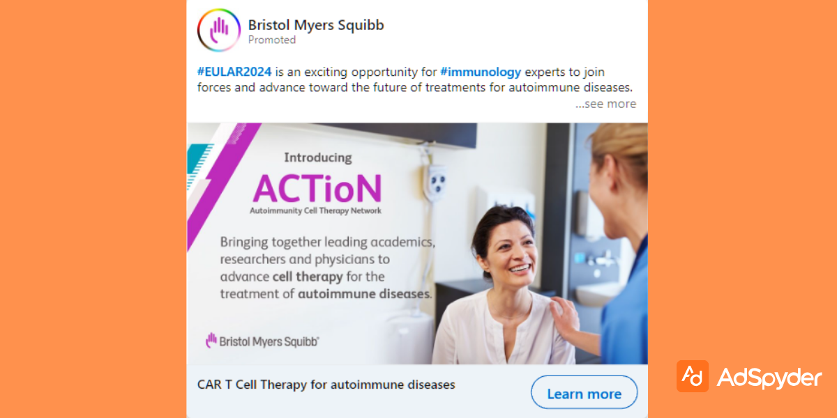 Bristol Myers Squibb: Top LinkedIn ad examples