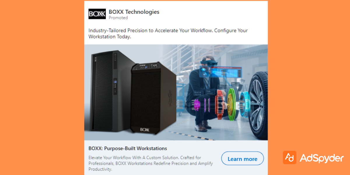 Boxx Technologies: Top LinkedIn ad examples