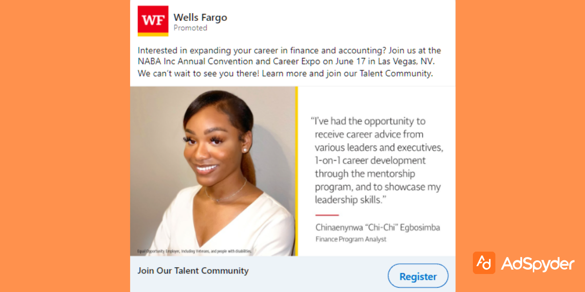 Wells Fargo: Top LinkedIn ad examples