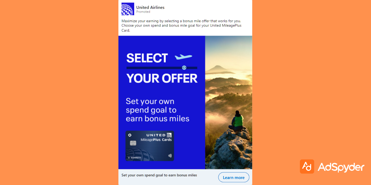 United Airlines: Top LinkedIn ad examples