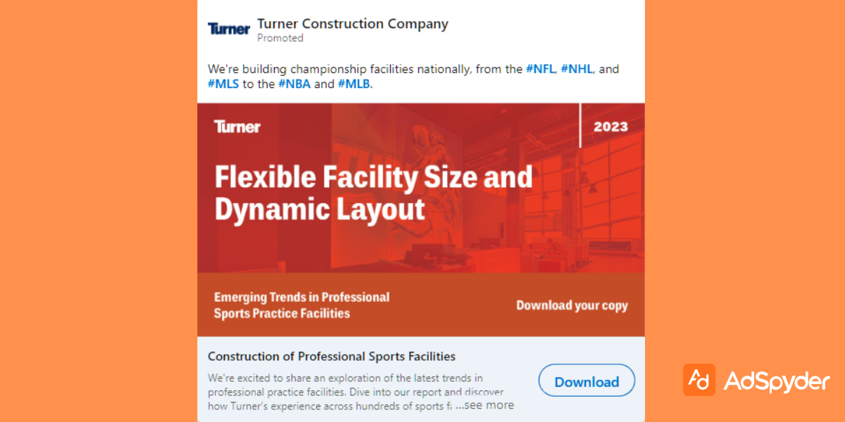 Turner Construction Company: Top LinkedIn ad examples