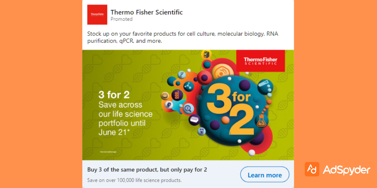 Thermo Fisher Scientific: Top LinkedIn ad examples