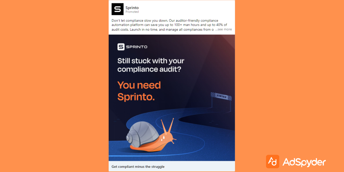 Sprinto: Top LinkedIn ad examples