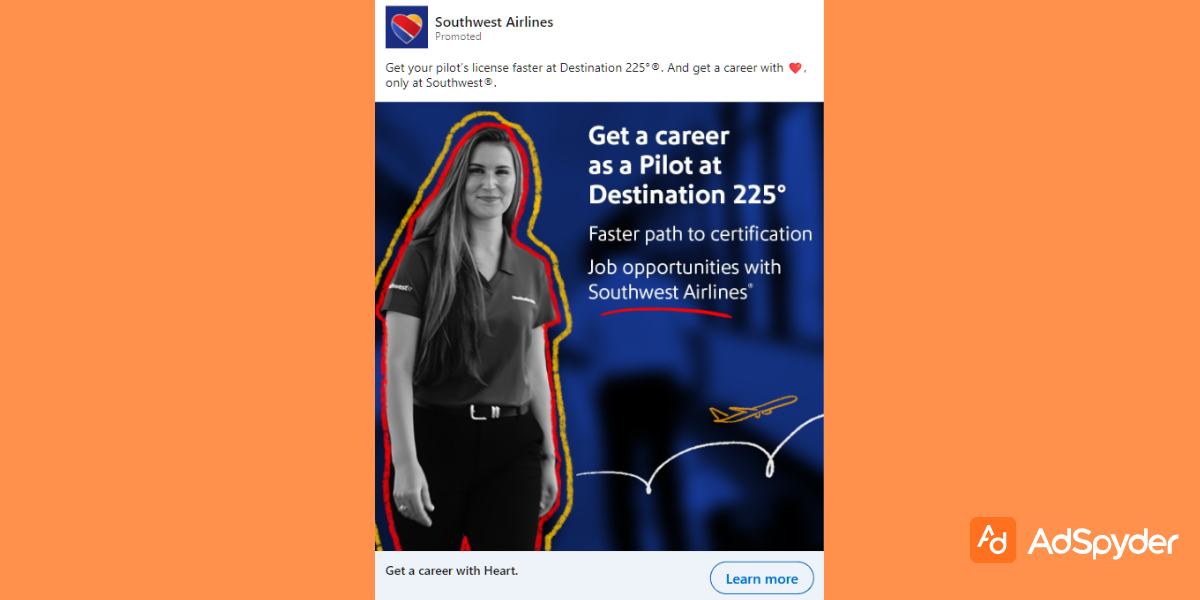 Southwest Airlines: Top LinkedIn ad examples