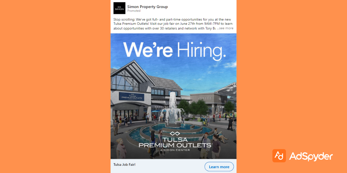 Simon Property Group: Top LinkedIn ad examples