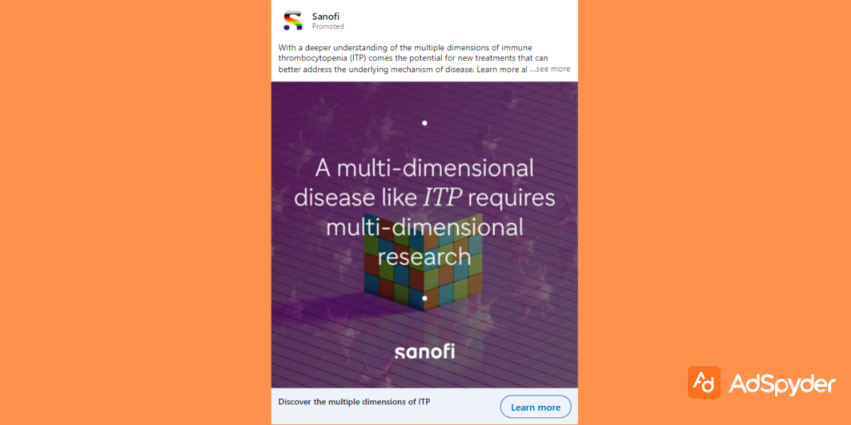 Sanofi: Top LinkedIn ad examples