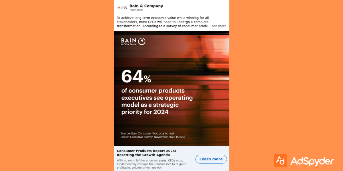 Bain and Company: Top LinkedIn Ad Examples