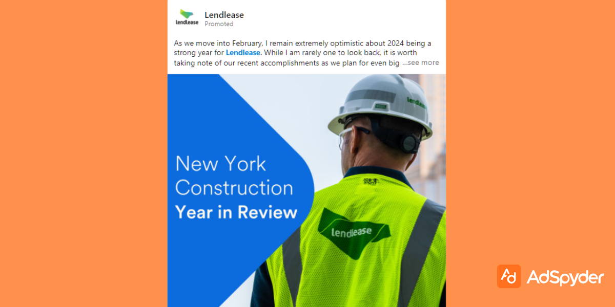 LendLease: Top LinkedIn ad examples