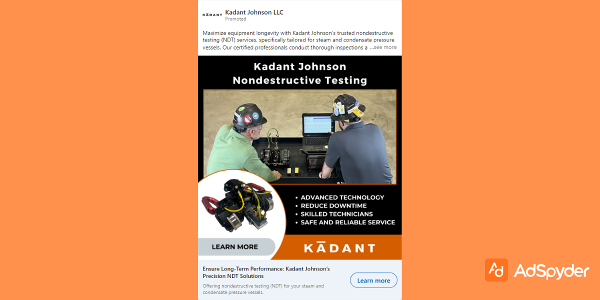 Kadant Johnson LLC: Top LinkedIn ad examples