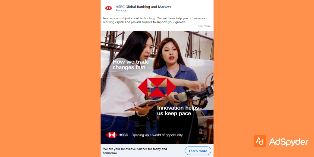 HSBC Global Banking and Markets: Top LinkedIn ad examples