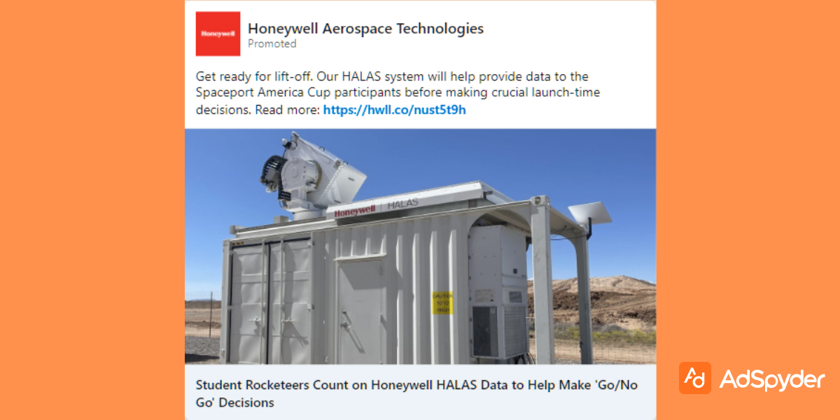 Honeywell Aerospace Technologies: Top LinkedIn ad examples