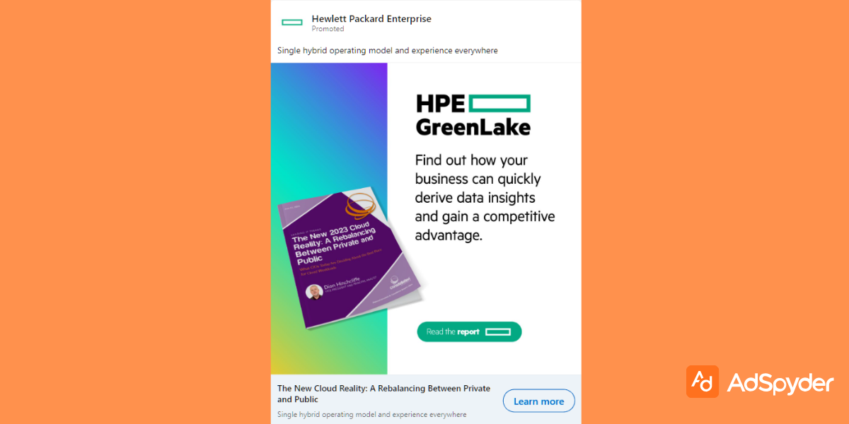 Hewlett Packard Enterprises: Top LinkedIn ad examples