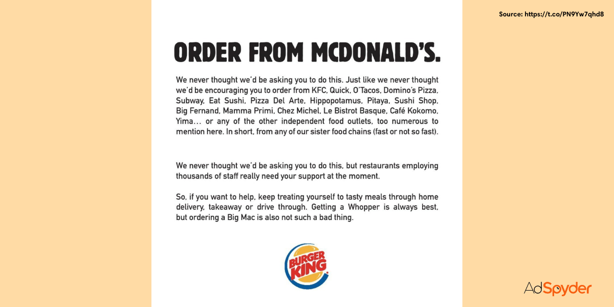 Burger King’s Order from McDonalds ad